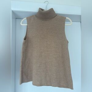 Zara Sleeveless Brown Turtleneck Sweater